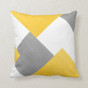 Coussin Abrégé sur jaune blanc gris géométrique