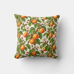 Coussin Abricots botaniques et fleurs printanières