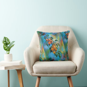 Coussin Abricots sur une branche d'été Peinture d'Alfred F