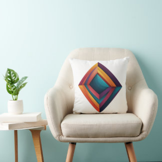 Coussin Abstract 3D Geometric Diamond Gradient Art