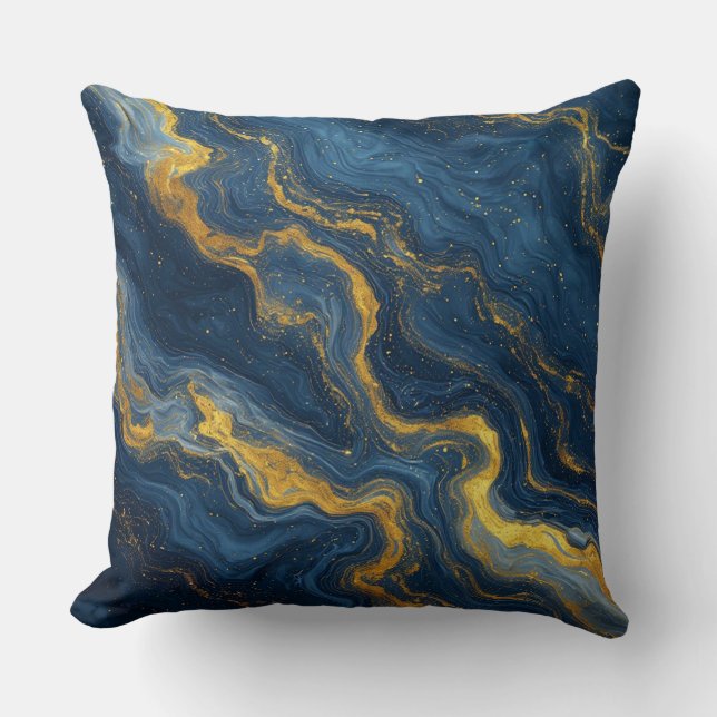 Coussin Abstract Blue And Gold Marble Texture (Recto)