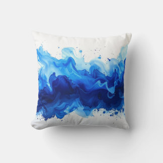 Coussin Abstract blue watercolor splash on white backgroun
