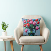 Coussin Abstract Digital Painting – Colorful Tulip Bouquet (Chaise)