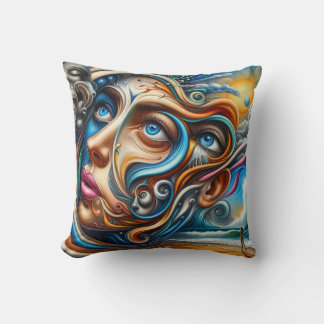 Coussin Abstract Dreamscape Ocean Serenity & Cosmic Wonder