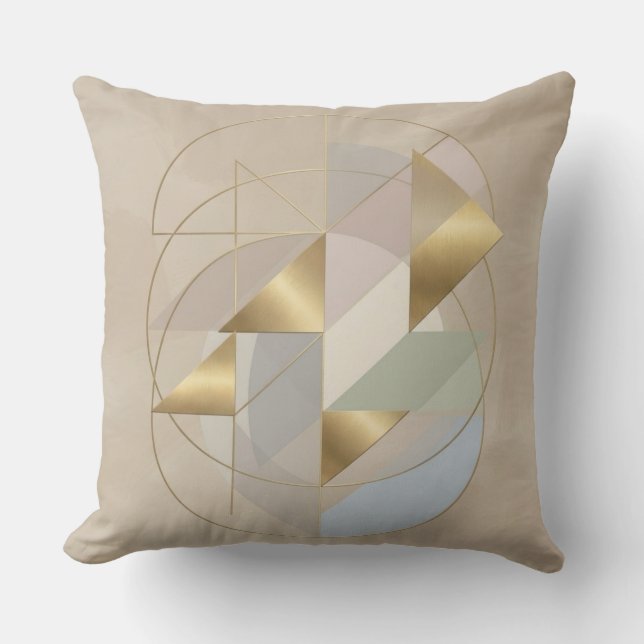 Coussin Abstract Golden Accent Throw Pillow | Modern Decor (Recto)