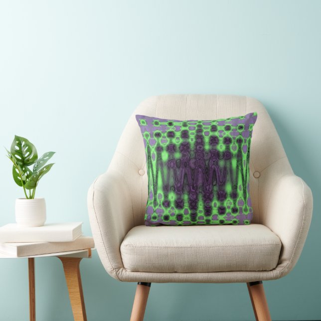 Coussin Abstract Green and Purple Wavy Tie Dye Clouds (Chaise)
