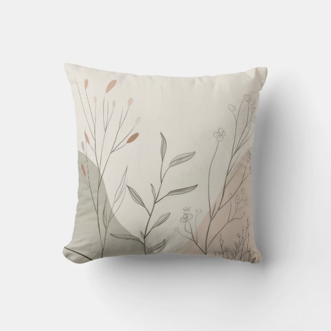 Coussin Abstract Minimal Botanical Line Art (Recto)