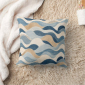 Coussin Abstract Modern Ocean Wave Pattern Coastal Blue Be (Couverture)