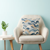 Coussin Abstract Modern Ocean Wave Pattern Coastal Blue Be (Chaise)