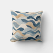 Coussin Abstract Modern Ocean Wave Pattern Coastal Blue Be (Recto)