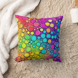 Coussin Abstraction de bulle d'arc-en-ciel vif