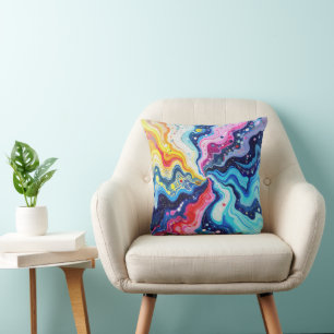 Coussin Abstraction de tourbillon coloré vibrant