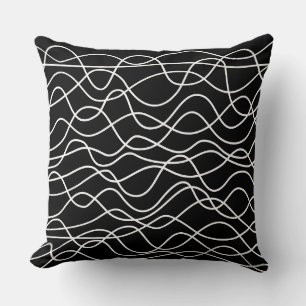 Coussin Abstrait 010517 - Blanc sur noir