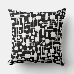 Coussin Abstrait 020517 - Blanc sur noir