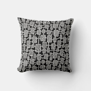 Coussin Abstrait 041113 - Blanc sur noir