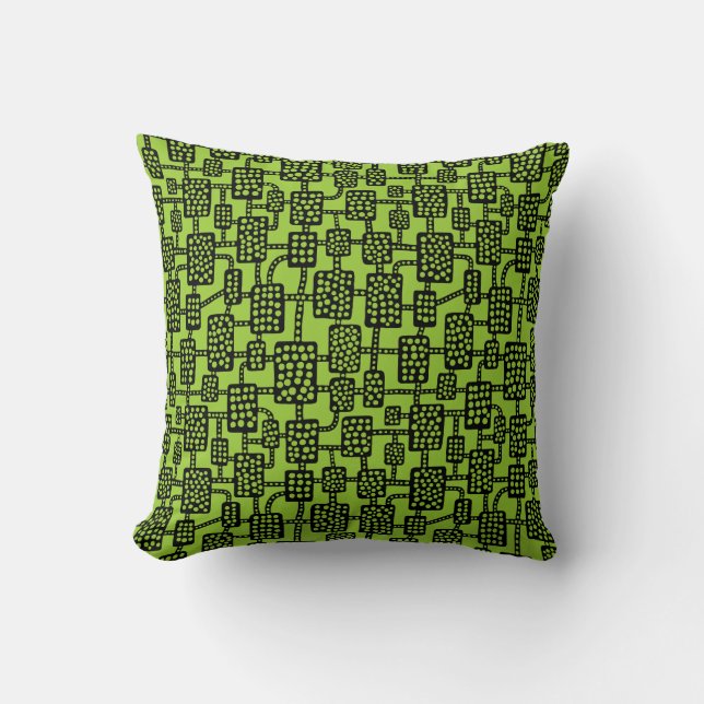 Coussin Abstrait 041113 - Noir sur Martian Green (Recto)