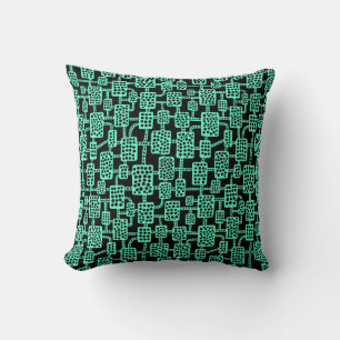 Coussin Abstrait 041113 - Turquoise sur noir
