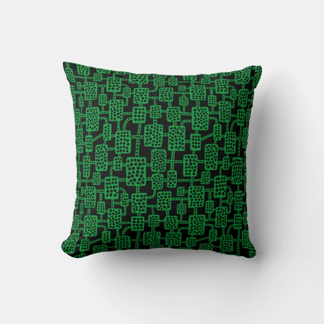 Coussin Abstrait 041113 - Vert herbe sur noir (Recto)