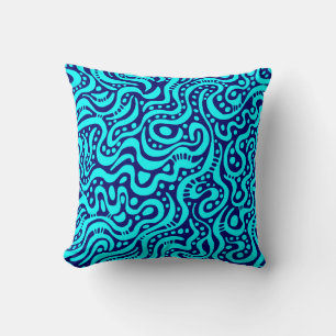 Coussin Abstrait 041211 - Cyan sur Deep Navy
