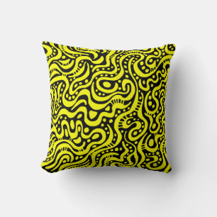 Coussin Abstrait 041211 - Jaune sur noir