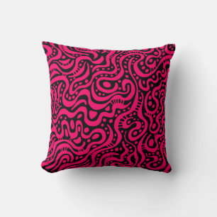 Coussin Abstrait 041211 - Rouge néon sur noir