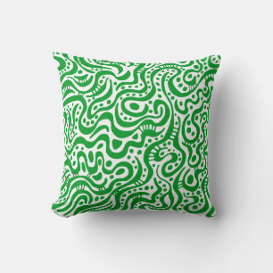 Coussin Abstrait 041211 - Vert herbe sur blanc