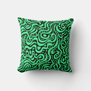 Coussin Abstrait 041211 - Vert menthe sur noir
