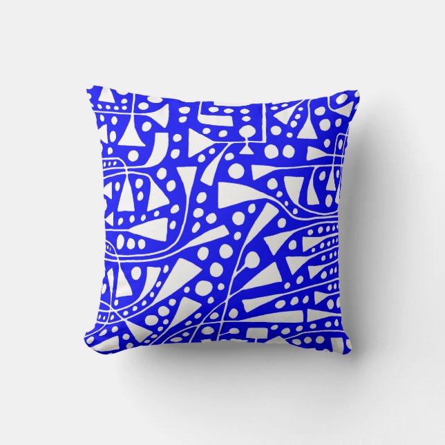 Coussin Abstrait 120112 - Blanc sur Bleu (Recto)