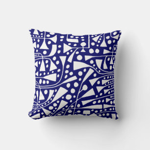 Coussin Abstrait 120112 - Blanc sur Deep Navy