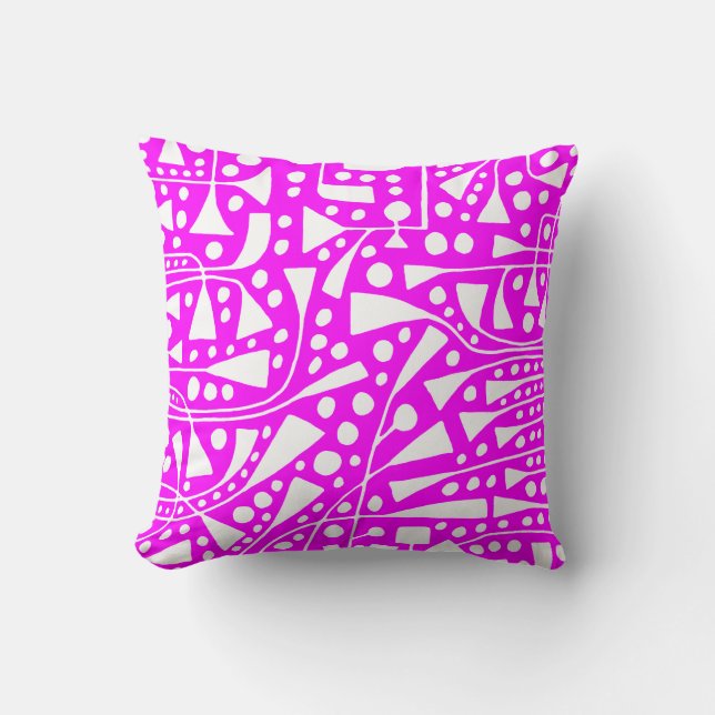 Coussin Abstrait 120112 - Blanc sur Magenta (Recto)