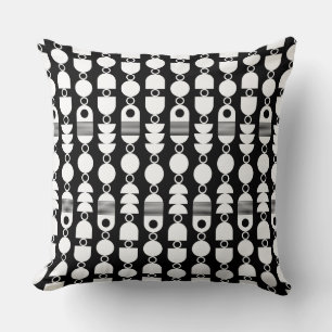 Coussin Abstrait 140823 - Blanc sur noir