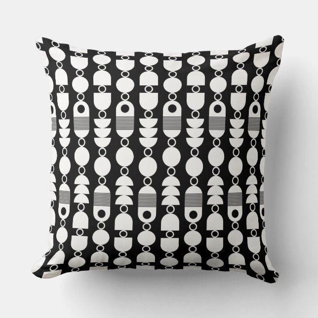 Coussin Abstrait 140823 - Blanc sur noir (Recto)