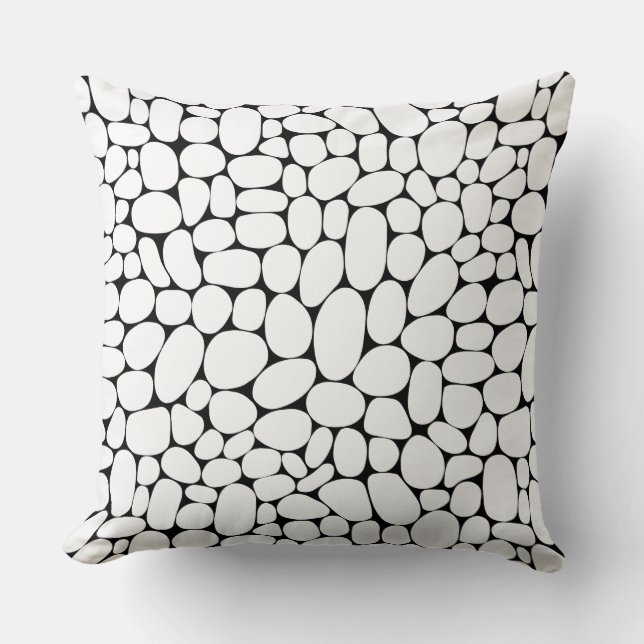 Coussin Abstrait 160417 - Blanc sur noir (Recto)