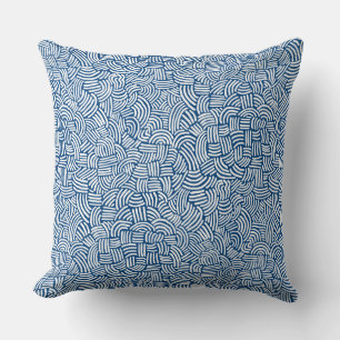 Coussin Abstrait 200923 - Blanc sur bleu Shibori