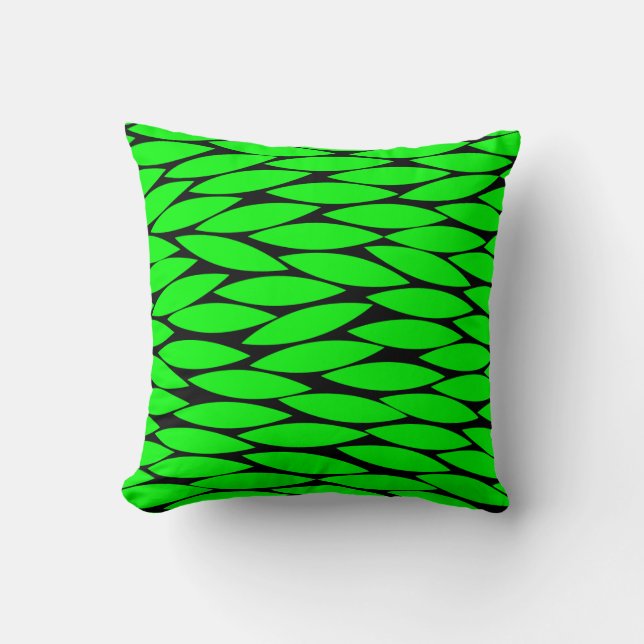 Coussin Abstrait 250713 - Vert sur noir (Recto)