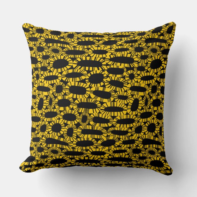 Coussin Abstrait 250923 - Ambre sur Noir (Recto)
