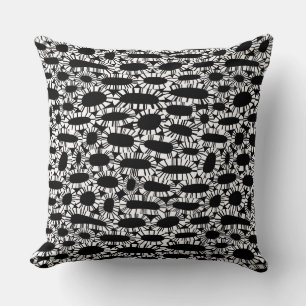 Coussin Abstrait 250923 - Blanc sur noir