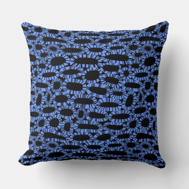 Coussin Abstrait 250923 - Bleu bébé sur noir (Recto)