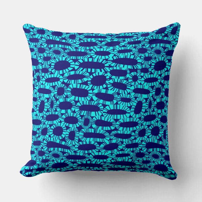 Coussin Abstrait 250923 - Cyan on Dark Blue (Recto)