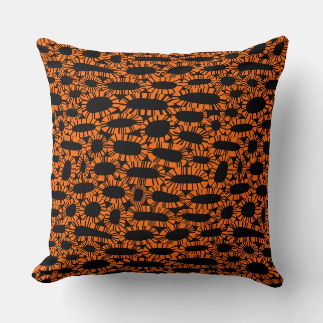 Coussin Abstrait 250923 - Orange sur noir (Recto)