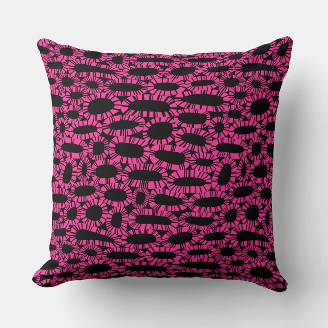 Coussin Abstrait 250923 - Rose chaud sur noir (Recto)