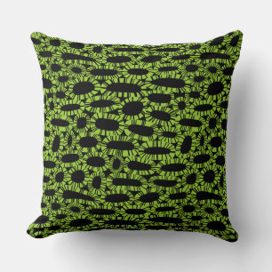 Coussin Abstrait 250923 - Vert Martien sur Noir