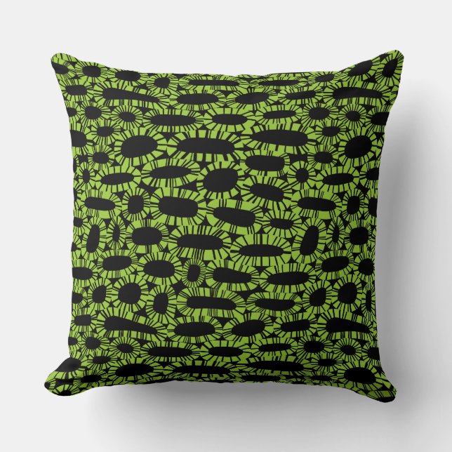 Coussin Abstrait 250923 - Vert Martien sur Noir (Recto)