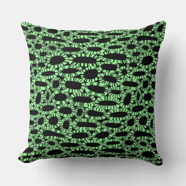 Coussin Abstrait 250923 - Vert menthe sur noir (Recto)
