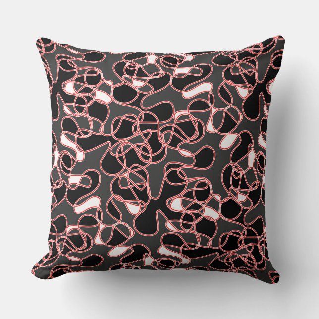 Coussin Abstrait 290523 noir, rouge et blanc (Recto)