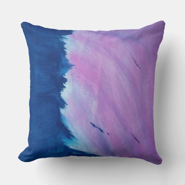 Coussin Abstrait à deux tons rose et bleu (Recto)