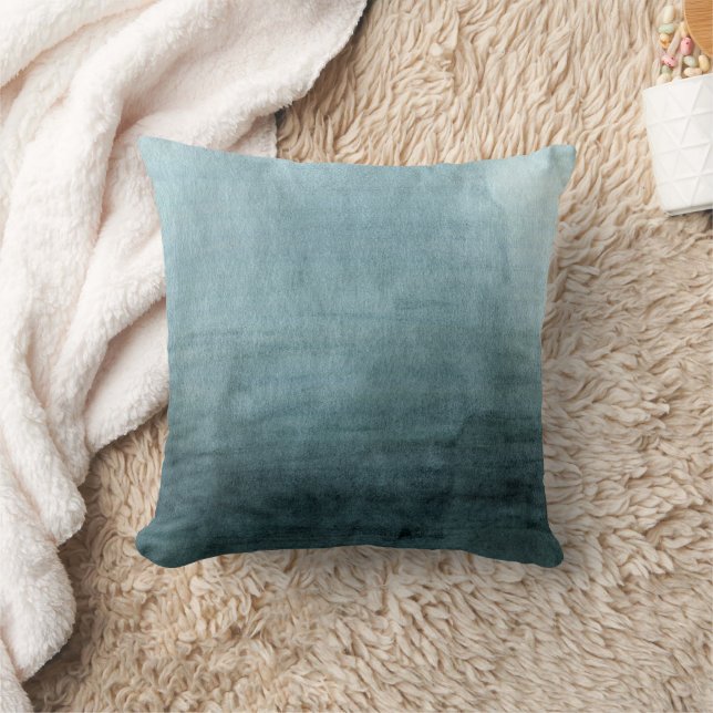 Coussin Abstrait aquarelle bleu vert moderne (Couverture)