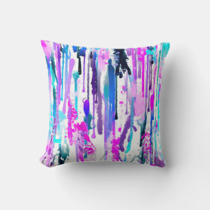 Coussin Abstrait Aquarelle Drivers bleu Turquoise rose Thr