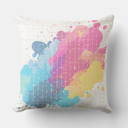 Coussin abstrait arc-en-ciel éclaboussé mignon (Recto)