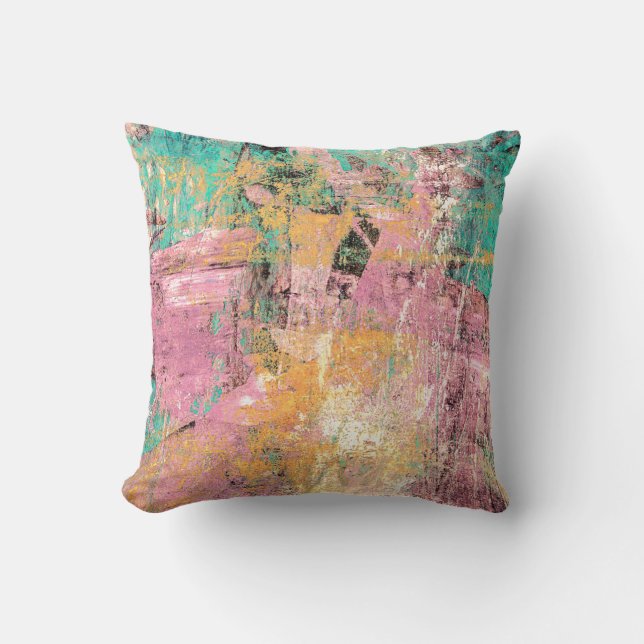 Coussin Abstrait Art Moderne Jeu d'oreiller rose Turquoise (Recto)